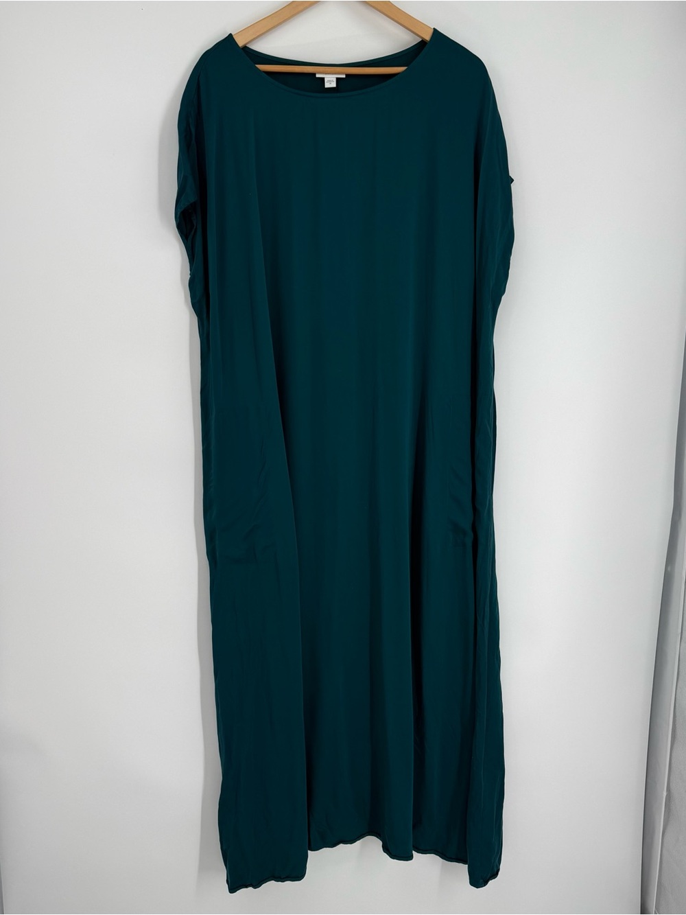 Pure J. JILL Maxi Dress Size 2X Green Cap Sleeves Lightweight Tunic Pockets - Picture 8 of 8